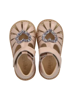 Anhjertesandal Med Glitter Og Velcrolukning 0572-102