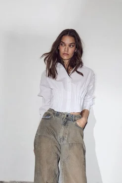 Hlabell Pleat Crop Shirt HL10754