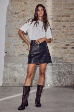 Hlaused Leather Crop Skirt HL10362