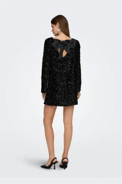 Onlanika Sequins Ls Bow Dress
