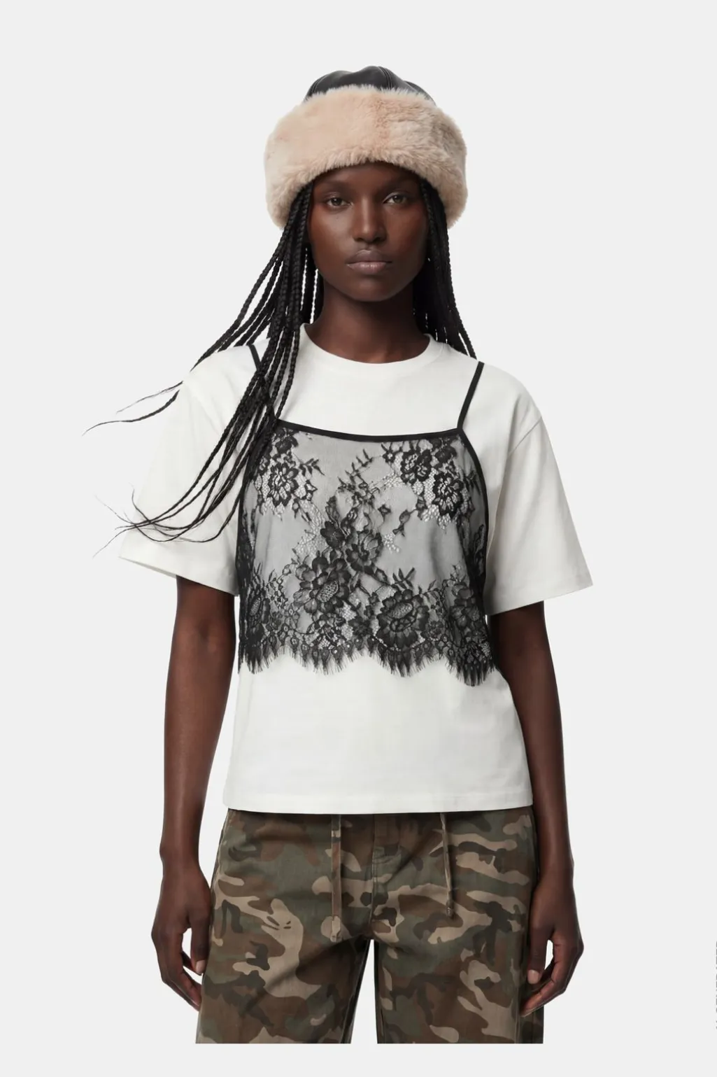 Pcfnug Ls Lace Singlet Layer Tee