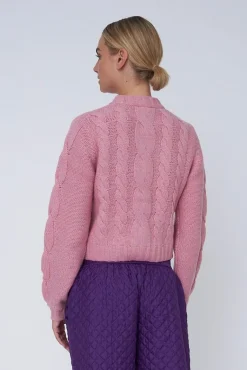 Sncropped Cable Cardigan In Wool Mixsh61-3400
