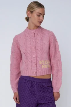 Sncropped Cable Cardigan In Wool Mixsh61-3400